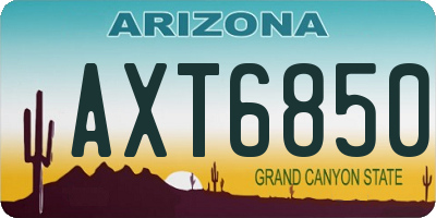 AZ license plate AXT6850