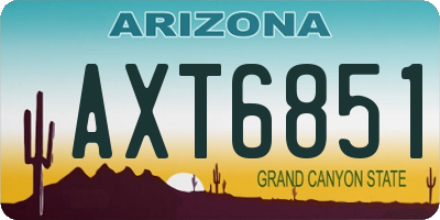 AZ license plate AXT6851