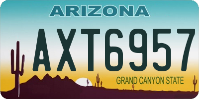 AZ license plate AXT6957