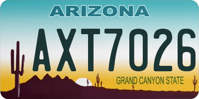 AZ license plate AXT7026