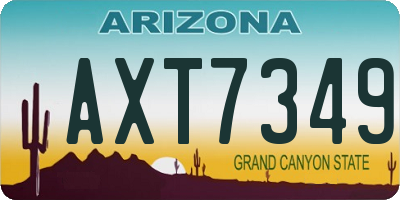 AZ license plate AXT7349