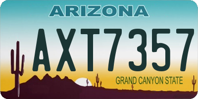 AZ license plate AXT7357