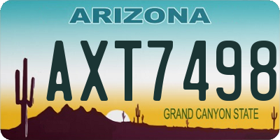 AZ license plate AXT7498