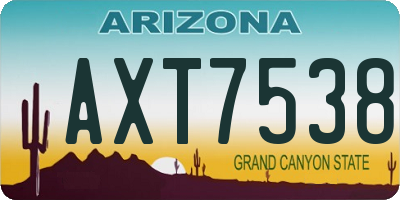 AZ license plate AXT7538