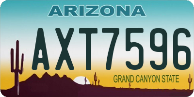 AZ license plate AXT7596