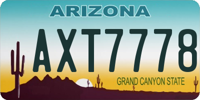 AZ license plate AXT7778