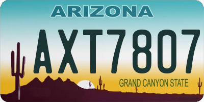 AZ license plate AXT7807