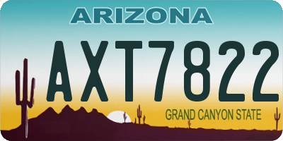 AZ license plate AXT7822