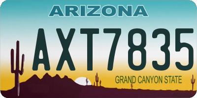 AZ license plate AXT7835