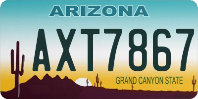 AZ license plate AXT7867