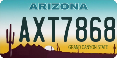 AZ license plate AXT7868