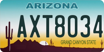 AZ license plate AXT8034