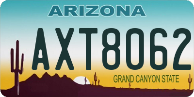AZ license plate AXT8062
