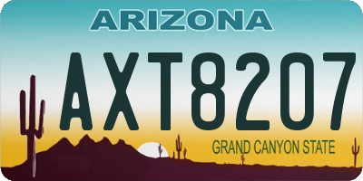 AZ license plate AXT8207
