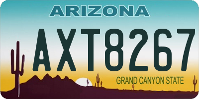 AZ license plate AXT8267