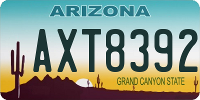 AZ license plate AXT8392