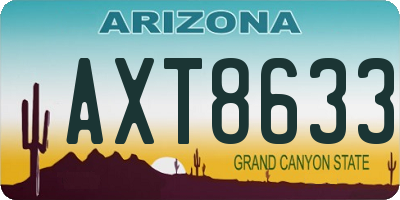 AZ license plate AXT8633