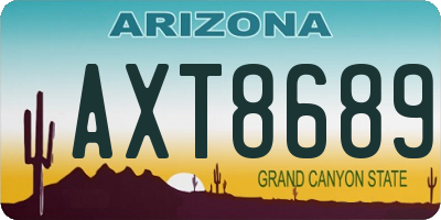 AZ license plate AXT8689