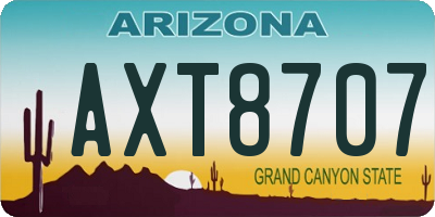 AZ license plate AXT8707