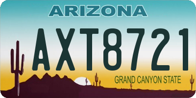 AZ license plate AXT8721