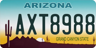 AZ license plate AXT8988