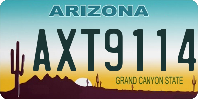 AZ license plate AXT9114