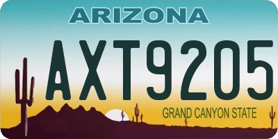 AZ license plate AXT9205