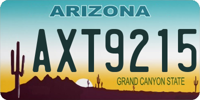 AZ license plate AXT9215