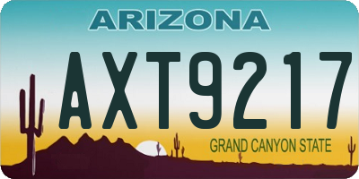 AZ license plate AXT9217