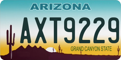 AZ license plate AXT9229