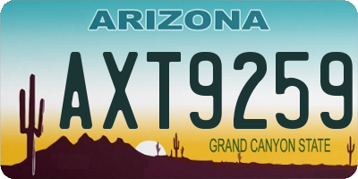 AZ license plate AXT9259