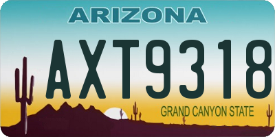 AZ license plate AXT9318