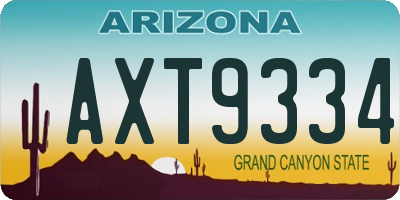 AZ license plate AXT9334