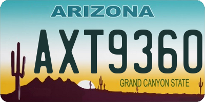 AZ license plate AXT9360