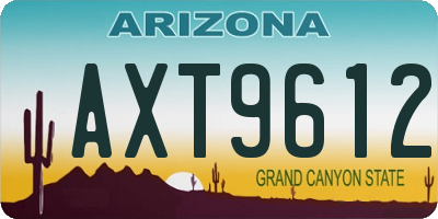 AZ license plate AXT9612