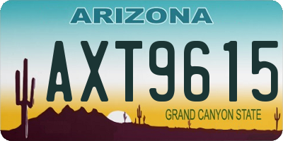 AZ license plate AXT9615