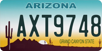 AZ license plate AXT9748