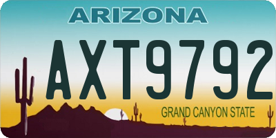 AZ license plate AXT9792