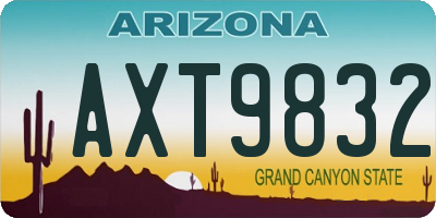 AZ license plate AXT9832