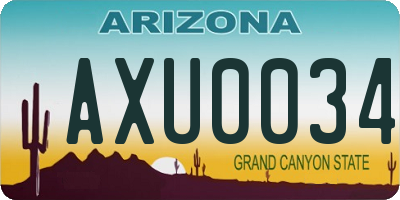 AZ license plate AXU0034