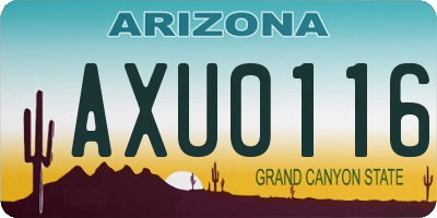 AZ license plate AXU0116