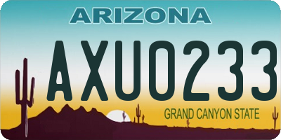 AZ license plate AXU0233