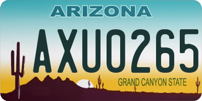 AZ license plate AXU0265