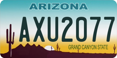 AZ license plate AXU2077