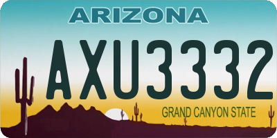 AZ license plate AXU3332