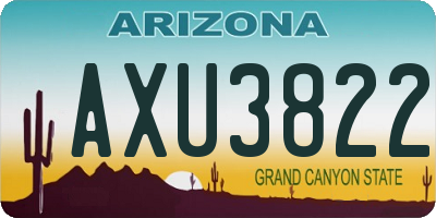 AZ license plate AXU3822
