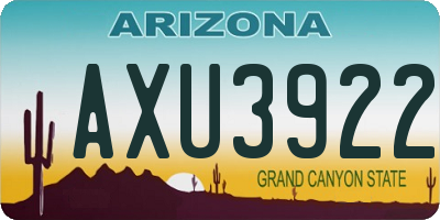 AZ license plate AXU3922