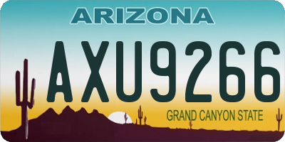 AZ license plate AXU9266