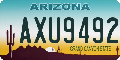 AZ license plate AXU9492