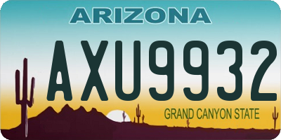 AZ license plate AXU9932